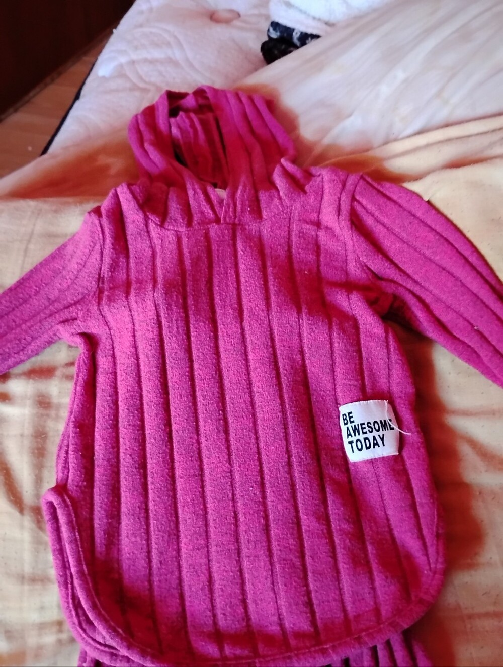 Kids Hot pink Ribbed Matching Set - Temu
